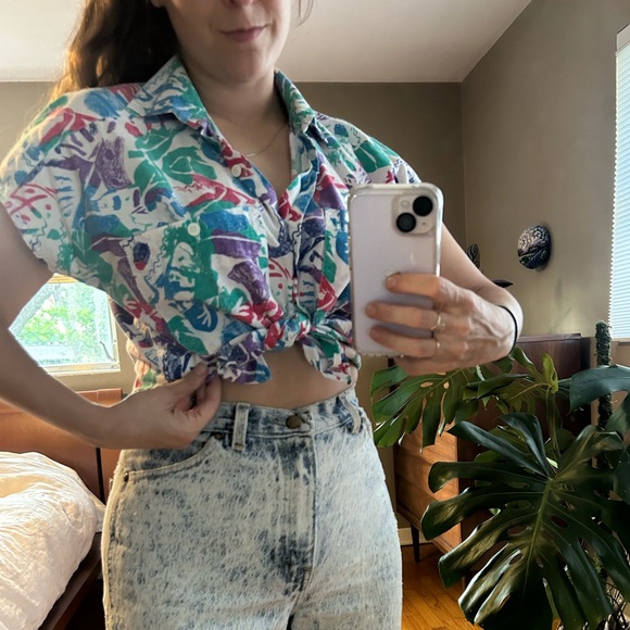 Vintage 1990 Cherokee cotton abstract print top - Picture 3 of 3